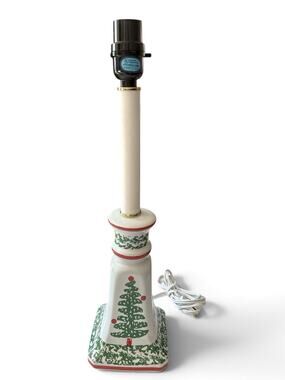 RARE Furio Spongeware Christmas Tree Candlestick Lamp Working No Shade